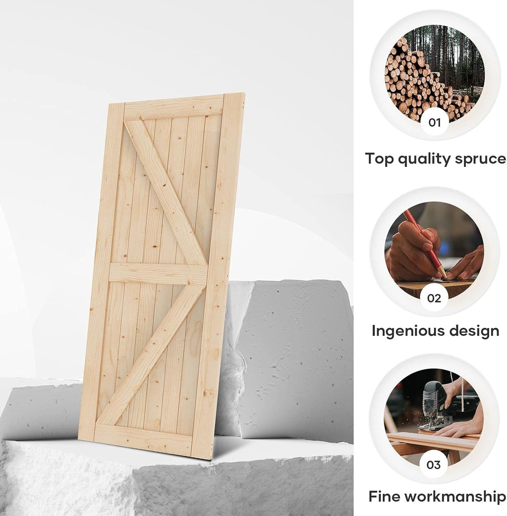 Solid Natural Spruce Sliding Barn Door D801418