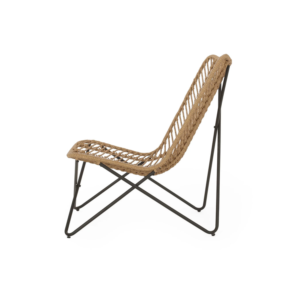 Wicker Outdoor Accent Chairs, Set of 2, Light Brown and Black Y263839