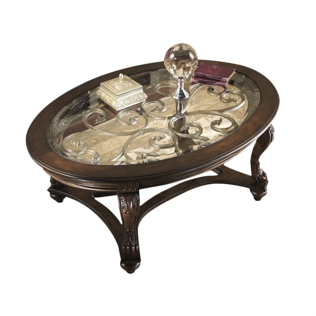 Dark Brown Oval Coffee Table D452433