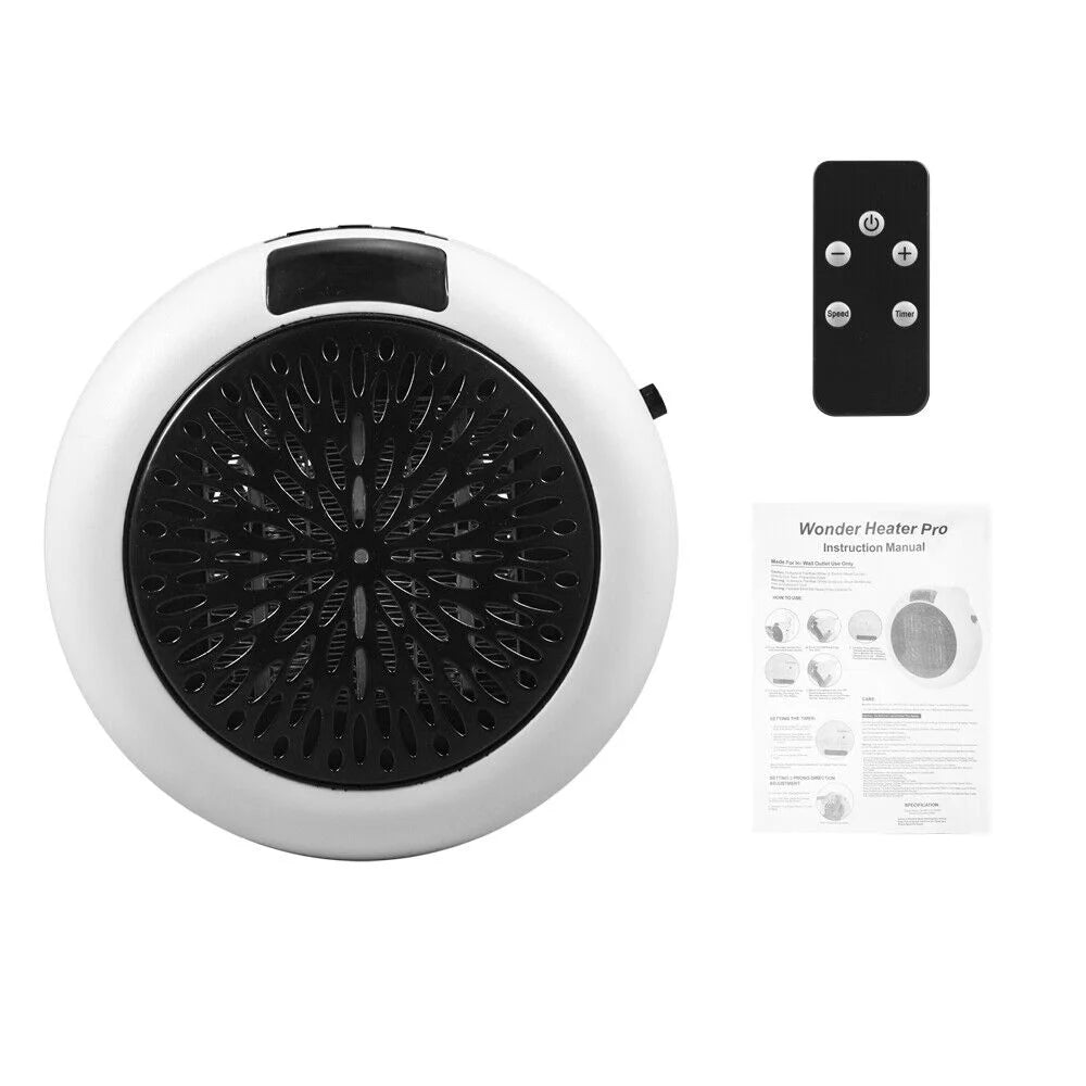 900W White Digital Thermostat Plug in Electric Heater Fan with Remote Timer O1505