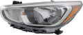 2015 2016 2017 Hyundai Accent Headlight Assembly Driver Side Black Housing U74366