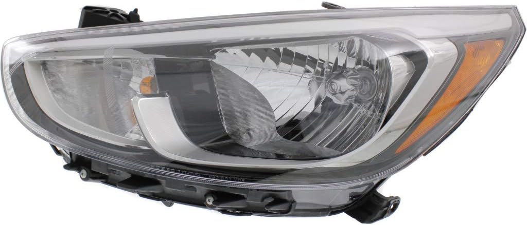 2015 2016 2017 Hyundai Accent Headlight Assembly Driver Side Black Housing U74366