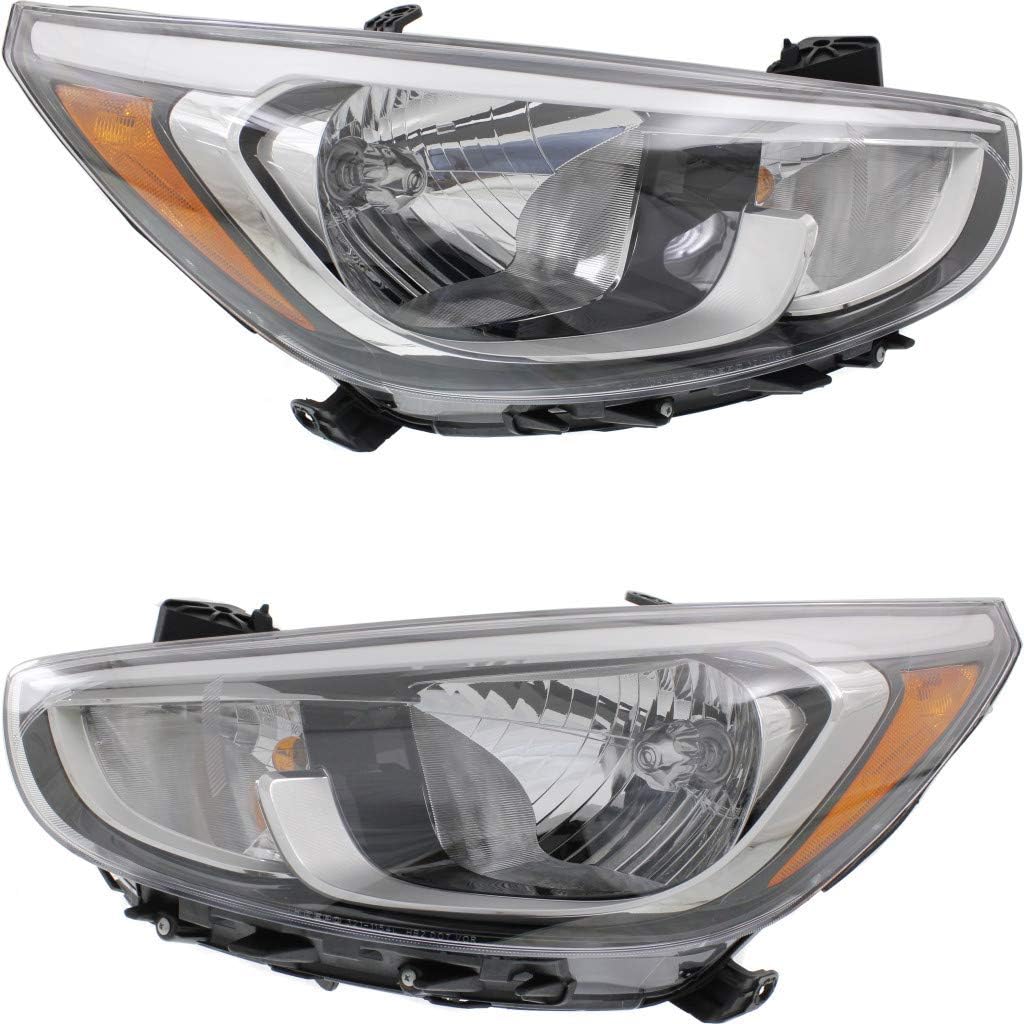 2015 2016 2017 Hyundai Accent Headlight Assembly Driver Side Black Housing U74366
