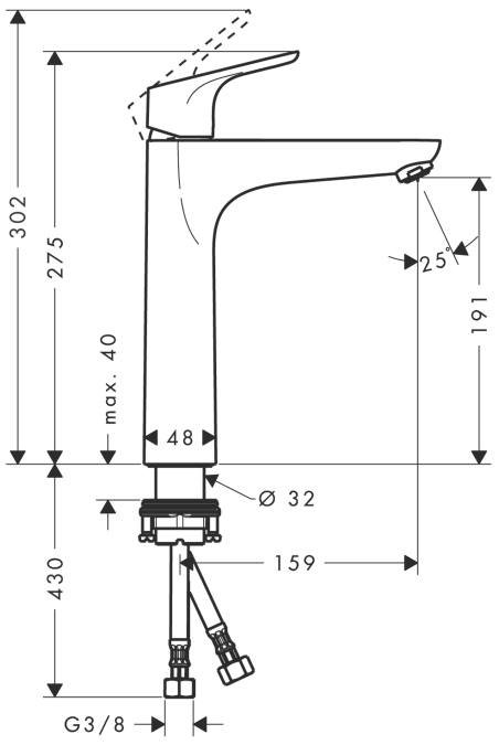 Single Lever Basin Mixer 190 Without Waste Set S421034
