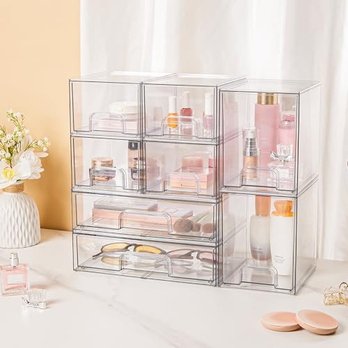 Clear Plastic Stackable Storage Drawers Set of 6 U2374