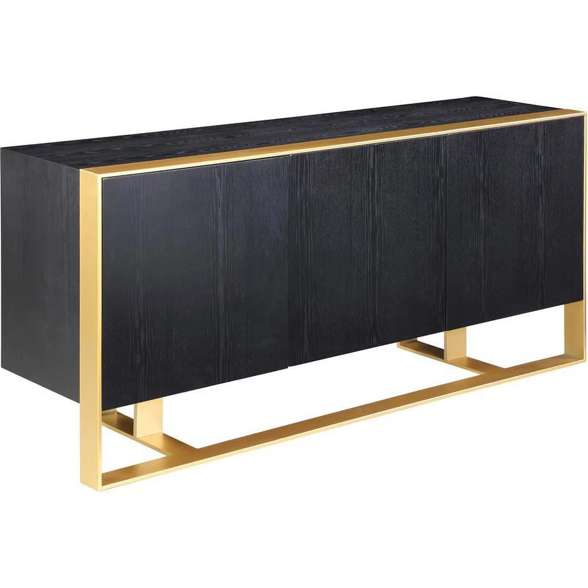 Black Oak Wood Veneer Sideboard and Buffet J482