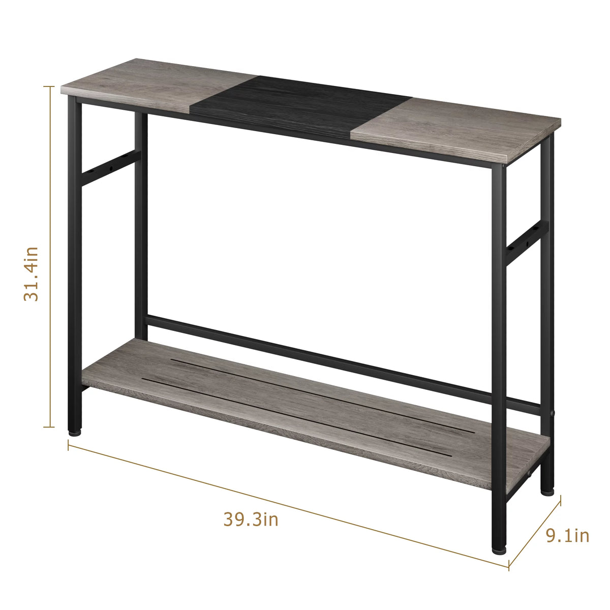 Grey 2-tier Narrow Console Table with Storage Shelf Z20691