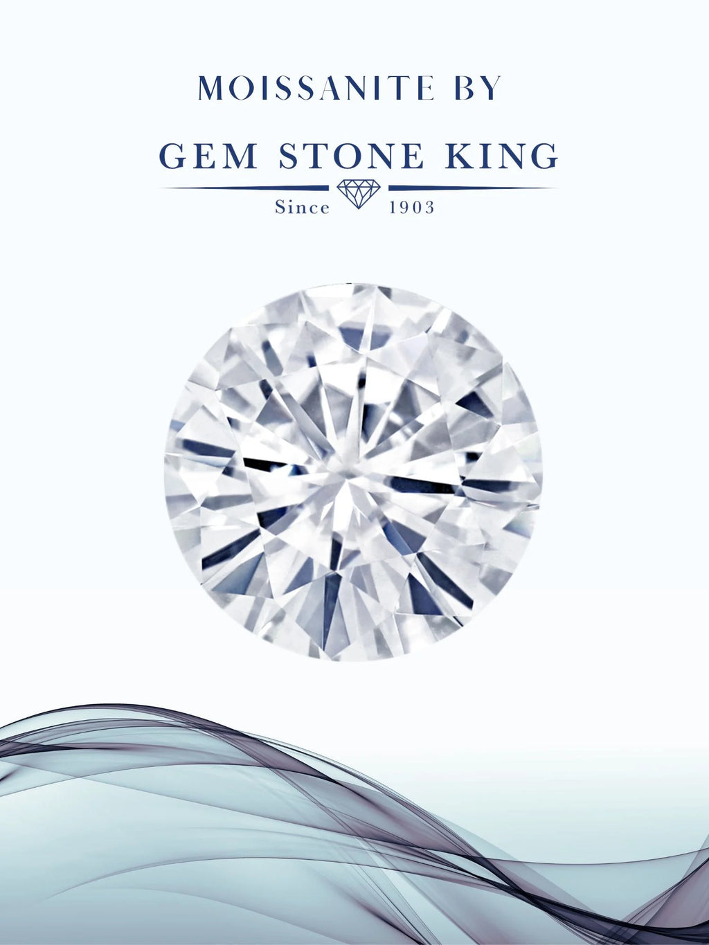 925 Sterling Silver Blue Simulated Sapphire and White Moissanite 3-Stone Ring F14105
