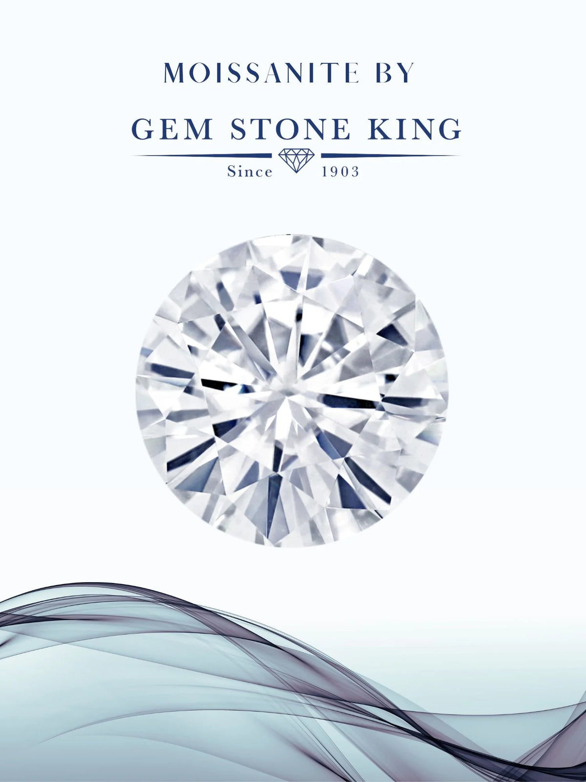 925 Sterling Silver Blue Simulated Sapphire and White Moissanite 3-Stone Ring F14105