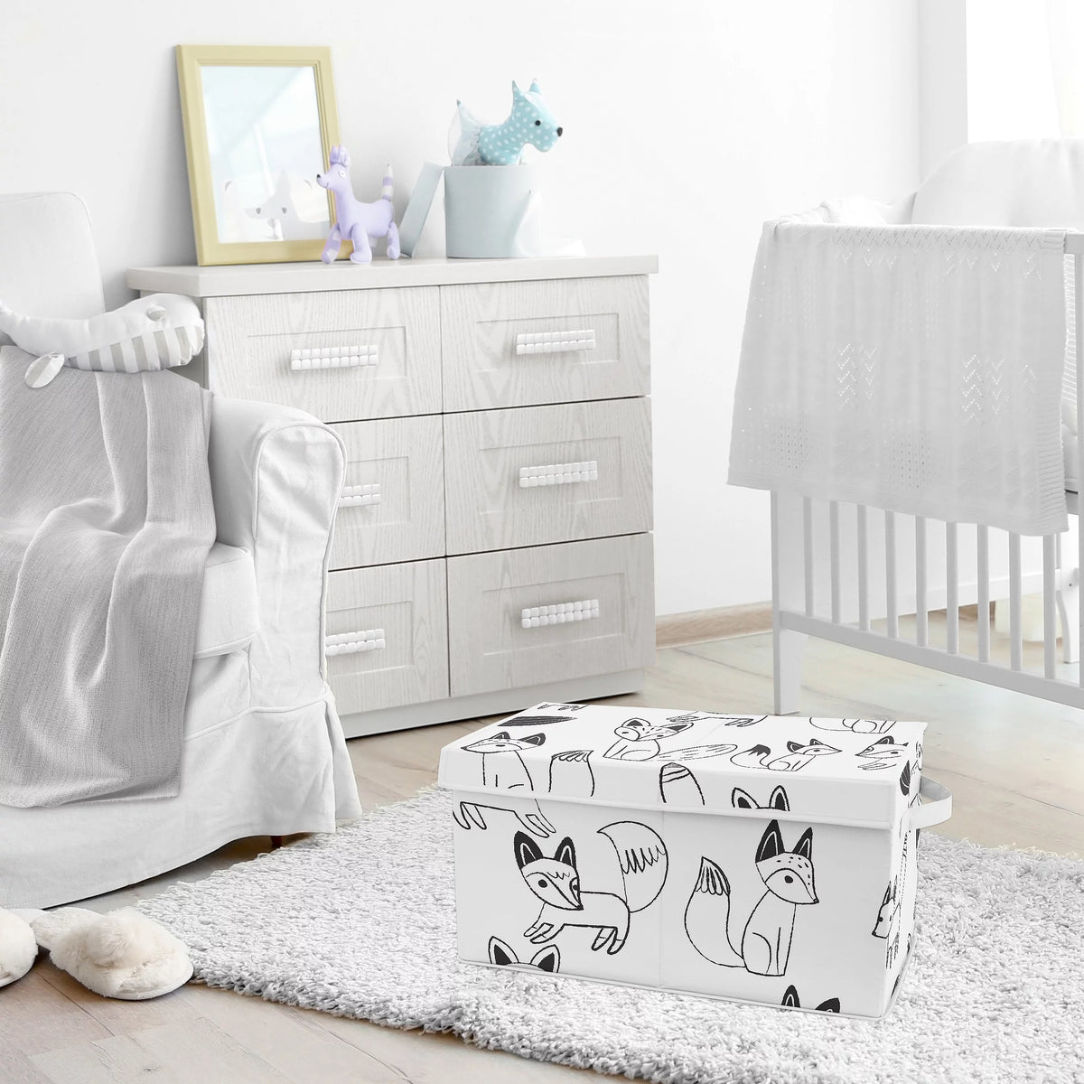 Black and White Storage Fabric Toy Box Y50965
