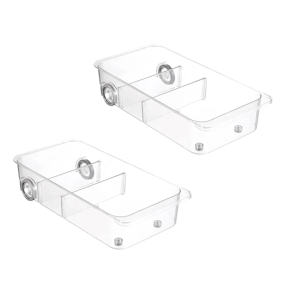 Clear Kitchen Pull Out Refrigerator Drawer Organizer Storage Bins 2 Piece J6515