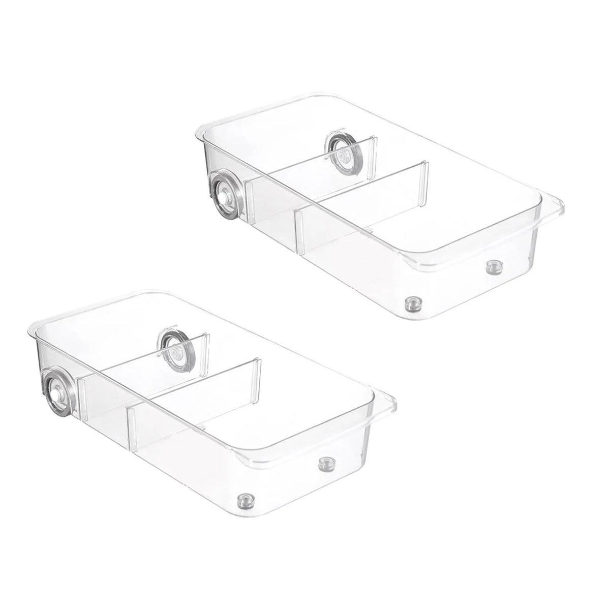 Clear Kitchen Pull Out Refrigerator Drawer Organizer Storage Bins 2 Piece J6515