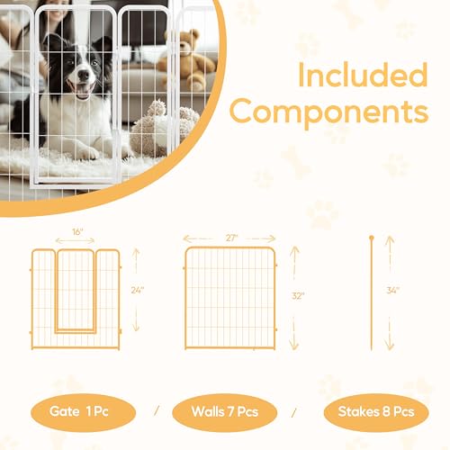 32 Inch 8 Panels Heavy Duty Metal Portable Pet Playpen J93029