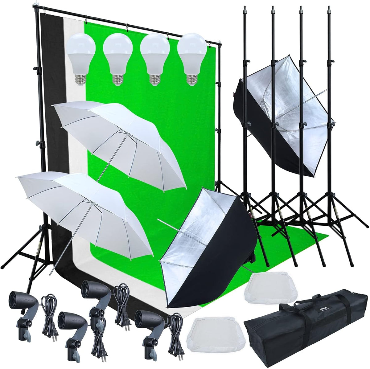 Photo Video Studio Light Kit with 3 Color Backdrops G268704
