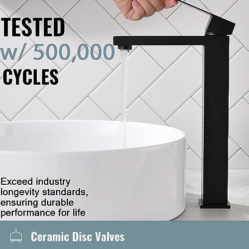 Brushed Nickel Tall Vessel Sink Faucet with Pop-up Drain Q234993
