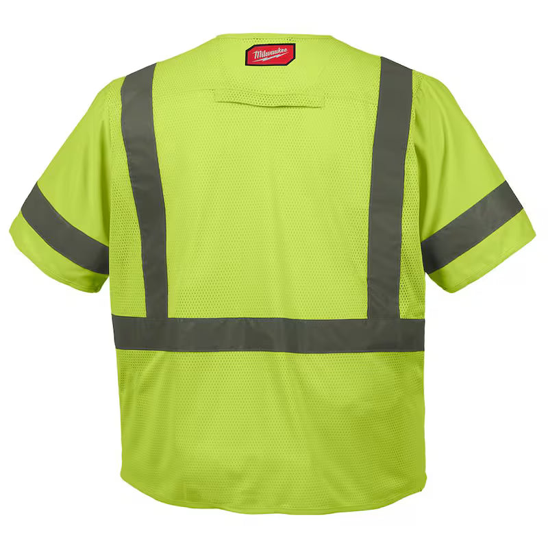 Yellow Class 3 High Visibility Safety Vest with 10-Pockets and Sleeves R7944