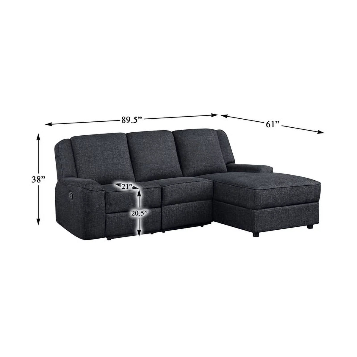 Chenille Reclining Sectional with Right Chaise W87677