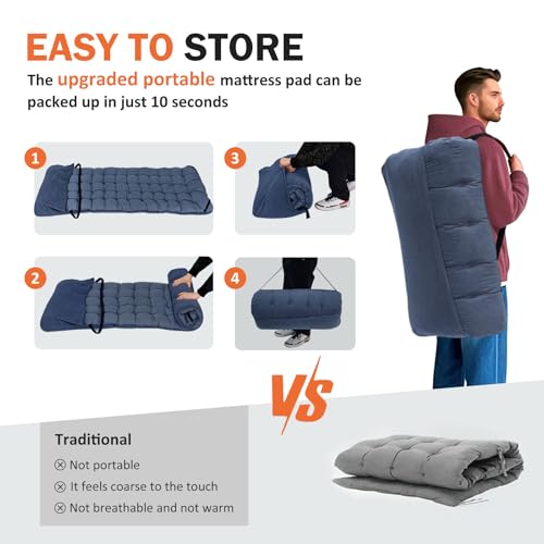 Camping Cot with Cushion Portable Folding Bed (Gray) M149309