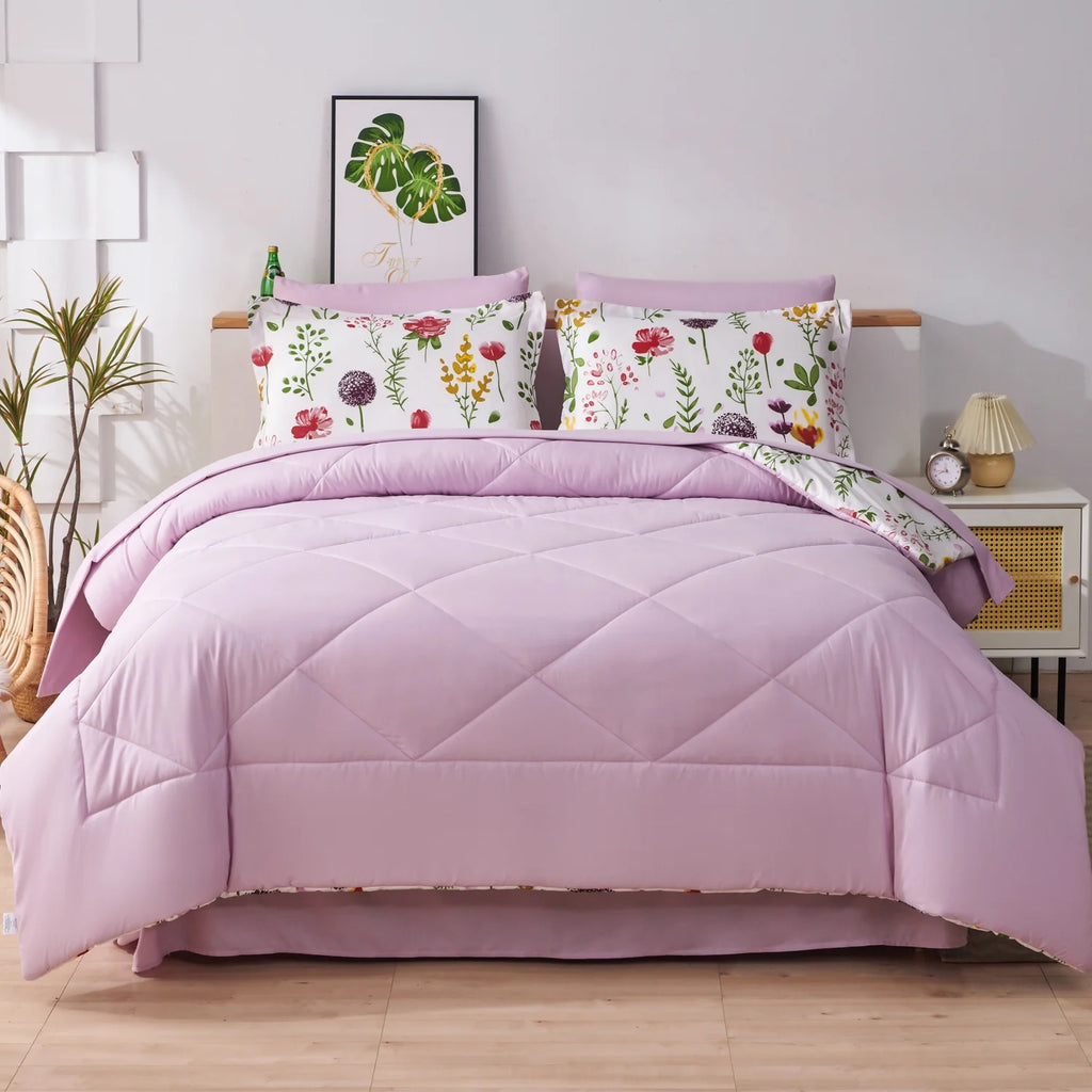 7 Pcs Floral Comforter Set Queen/Full Size S582