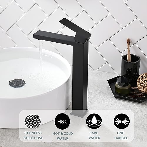 Brushed Nickel Tall Vessel Sink Faucet with Pop-up Drain Q234993