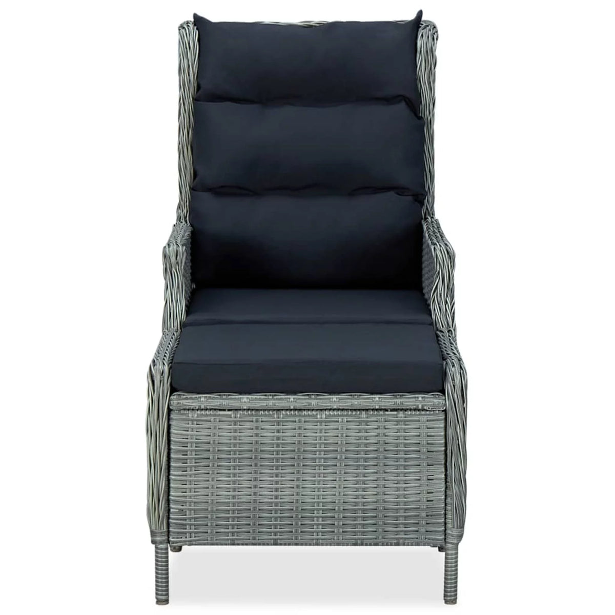 Reclining Poly Rattan Patio Chair with Footstool Y290