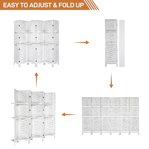 6 FT Wood Room Divider with Shelves T48665