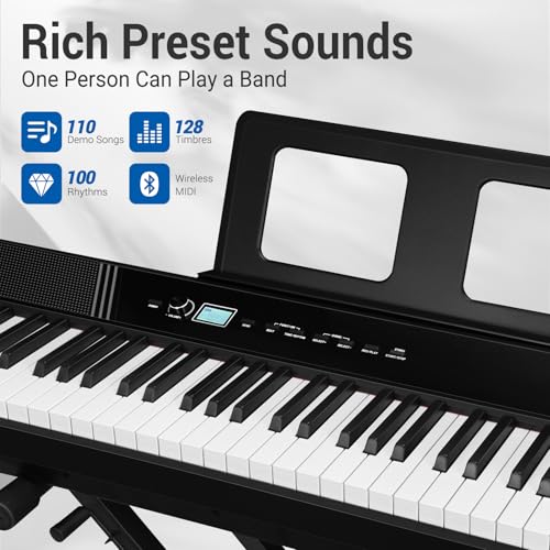 88-Key Weighted Digital Piano with Music Stand and 3-Pedal N8169