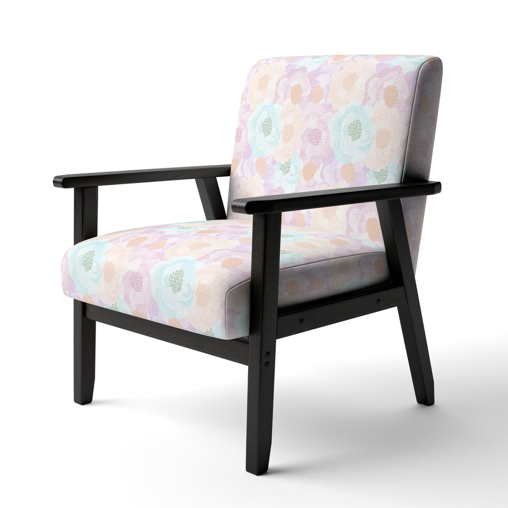 Blue and Pink Roses Upholstered Accent Chair and Arm Chair G399987