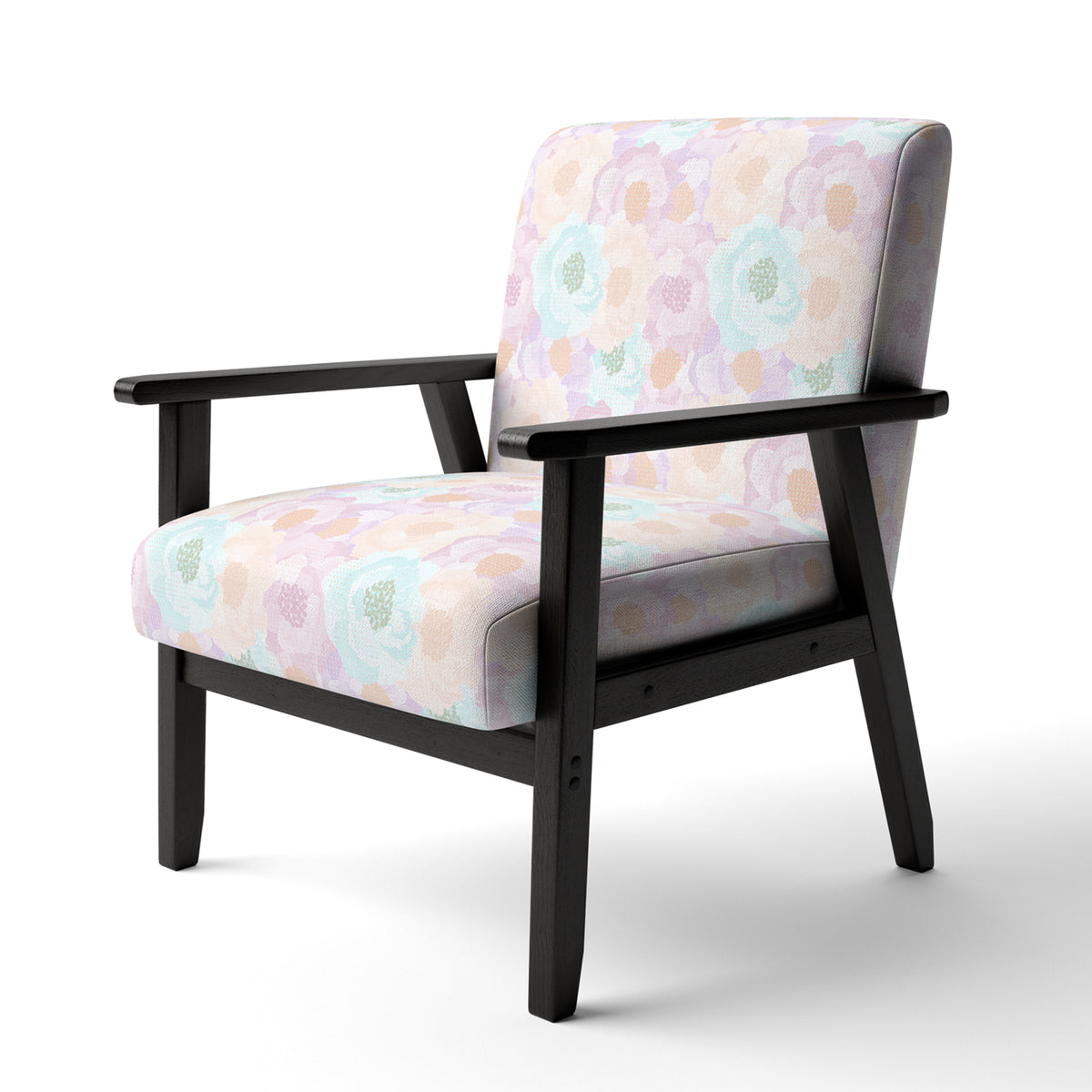 Blue and Pink Roses Upholstered Accent Chair and Arm Chair G399987