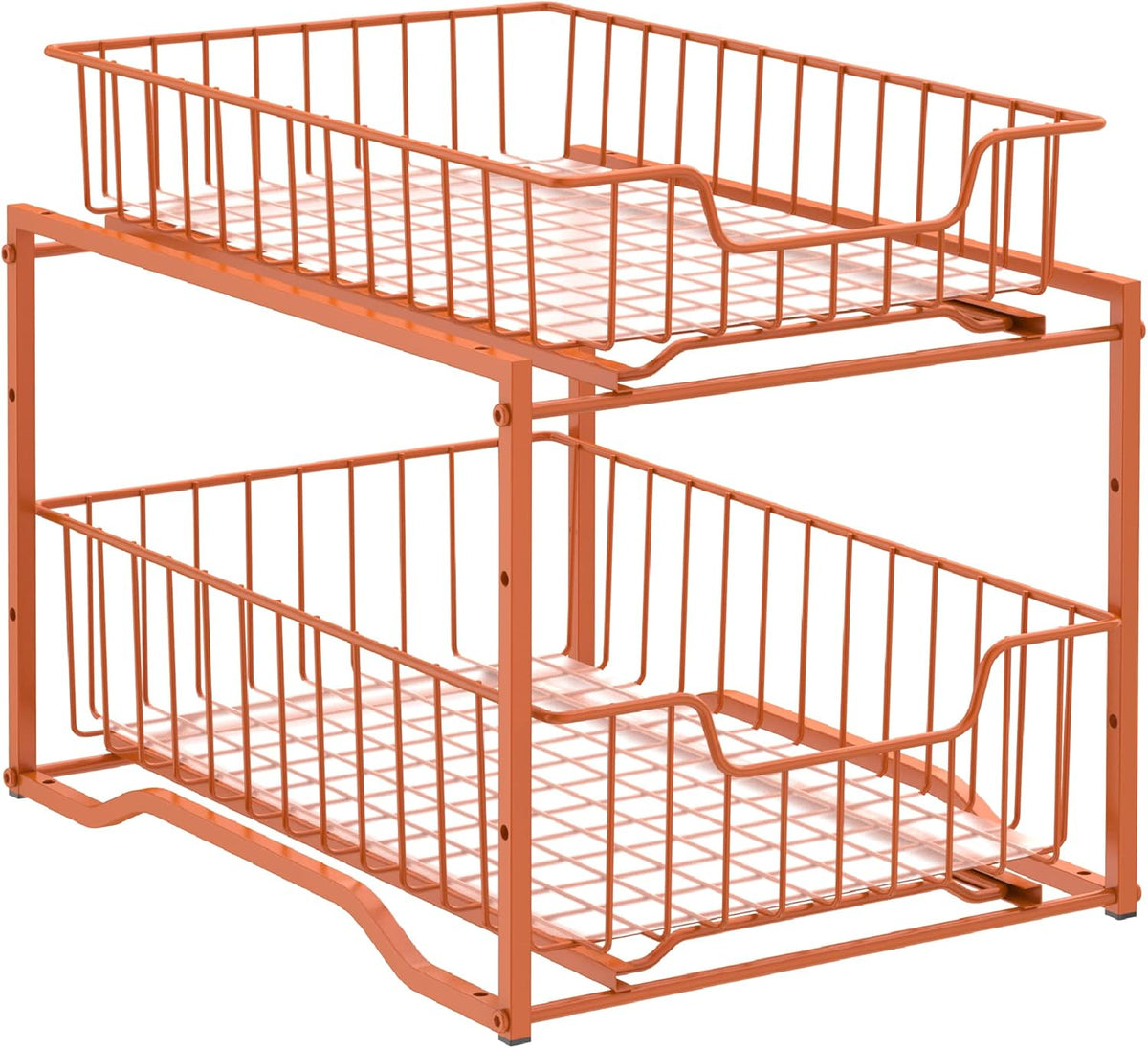 2 Pack Stackable 2-Tier Spice Rack with Sliding Storage Drawer, Rose Gold Q354976