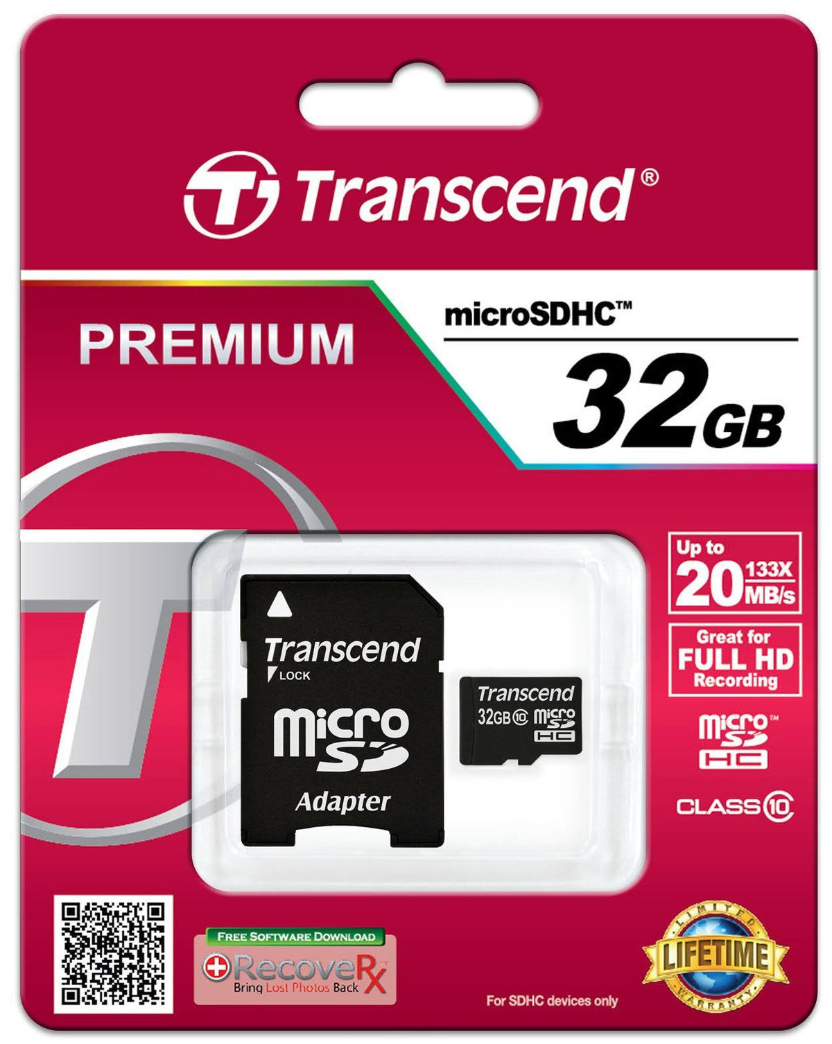 32GB microSDHC Class10 Memory Card with Adapter V95101