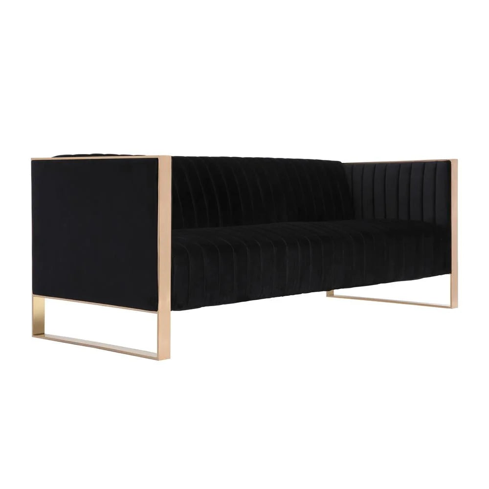 Black Velvet Sofa & Armchair Set C23349