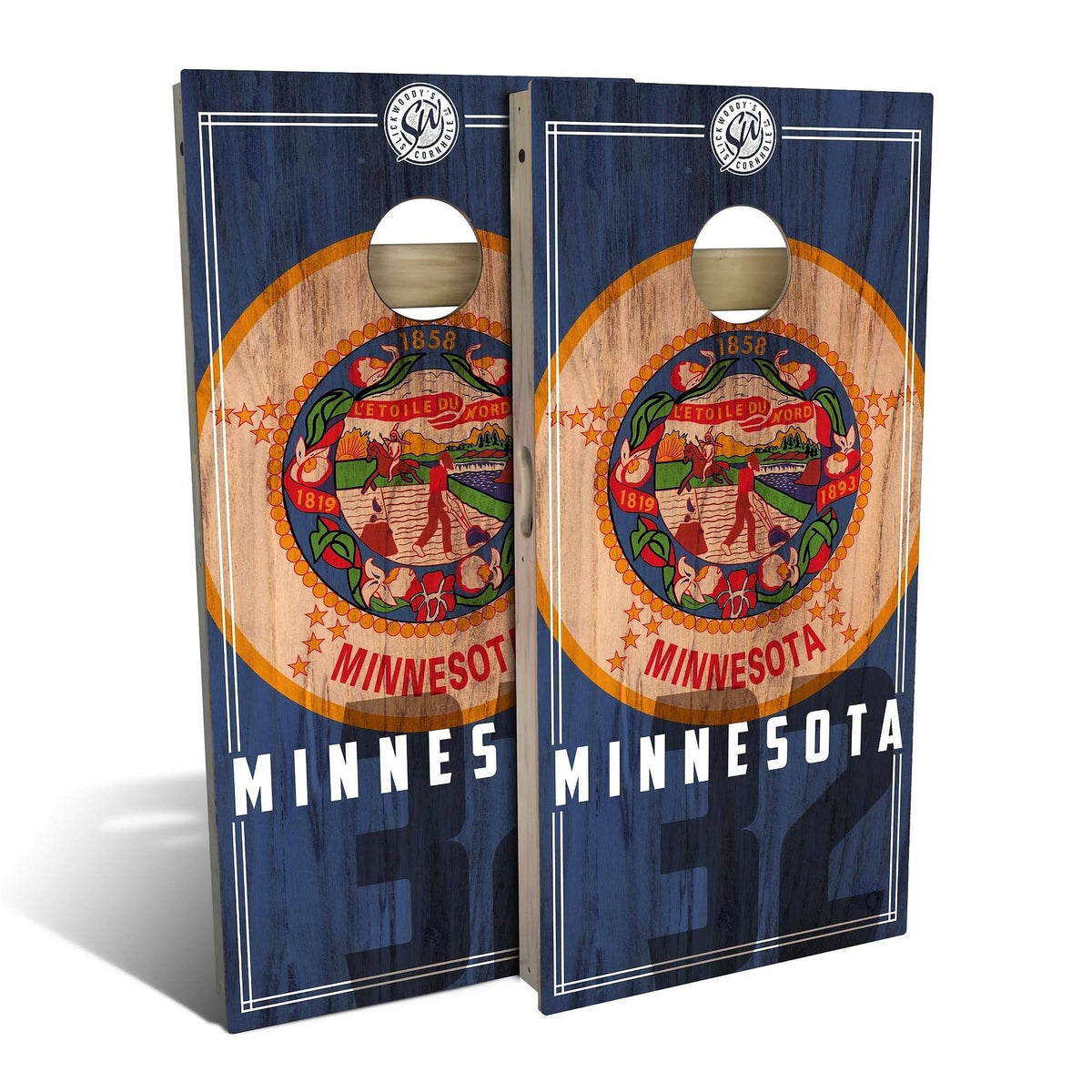 Minnesota State Flag Cornhole Board Set with Carrying Case A972507