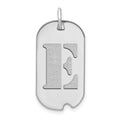14k White Gold Polished Letter E Initial Dog Tag Pendant Necklace C4979