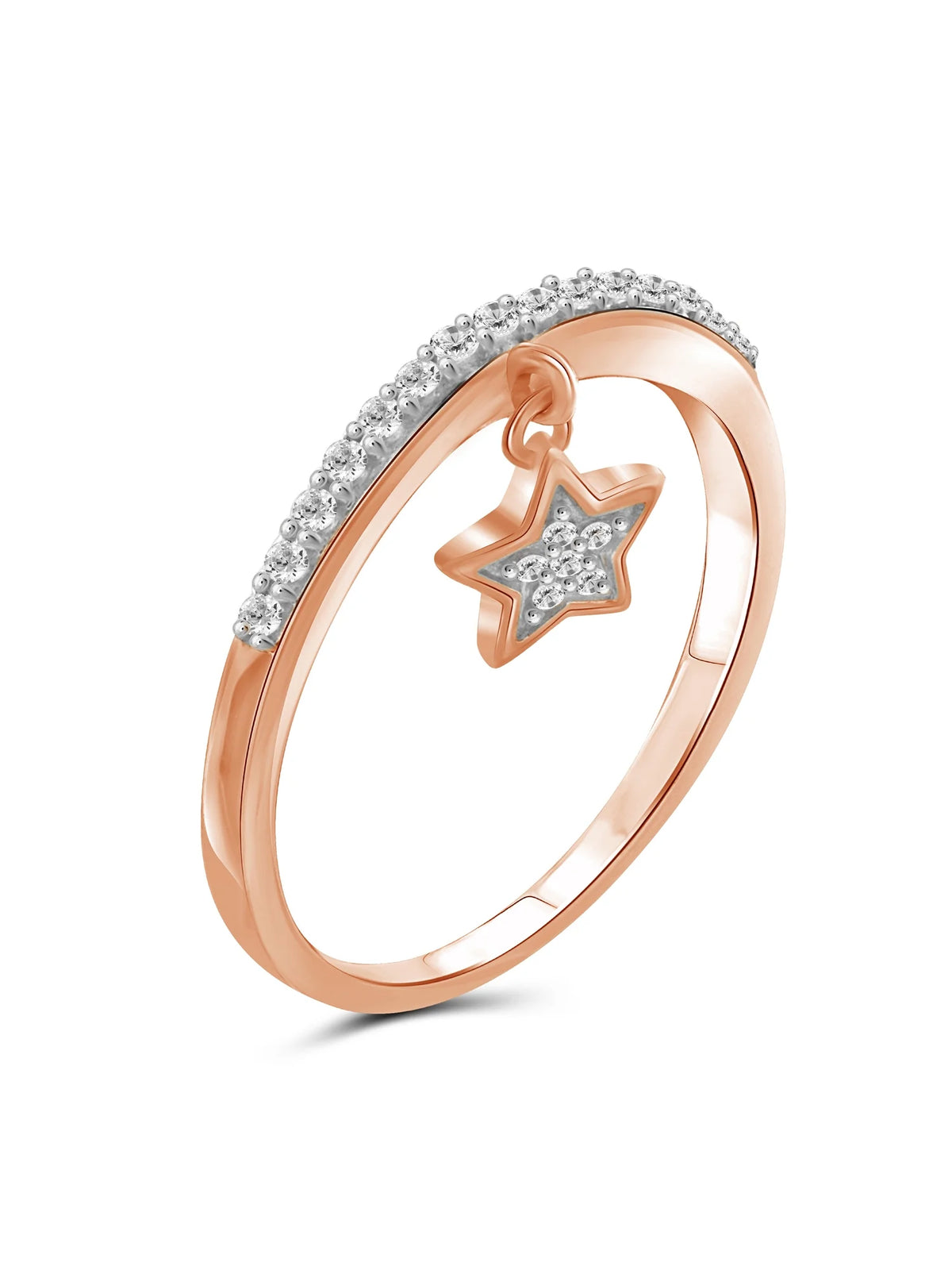 1/5 Carat White Diamond Ring Rose Gold Over Silver T4480
