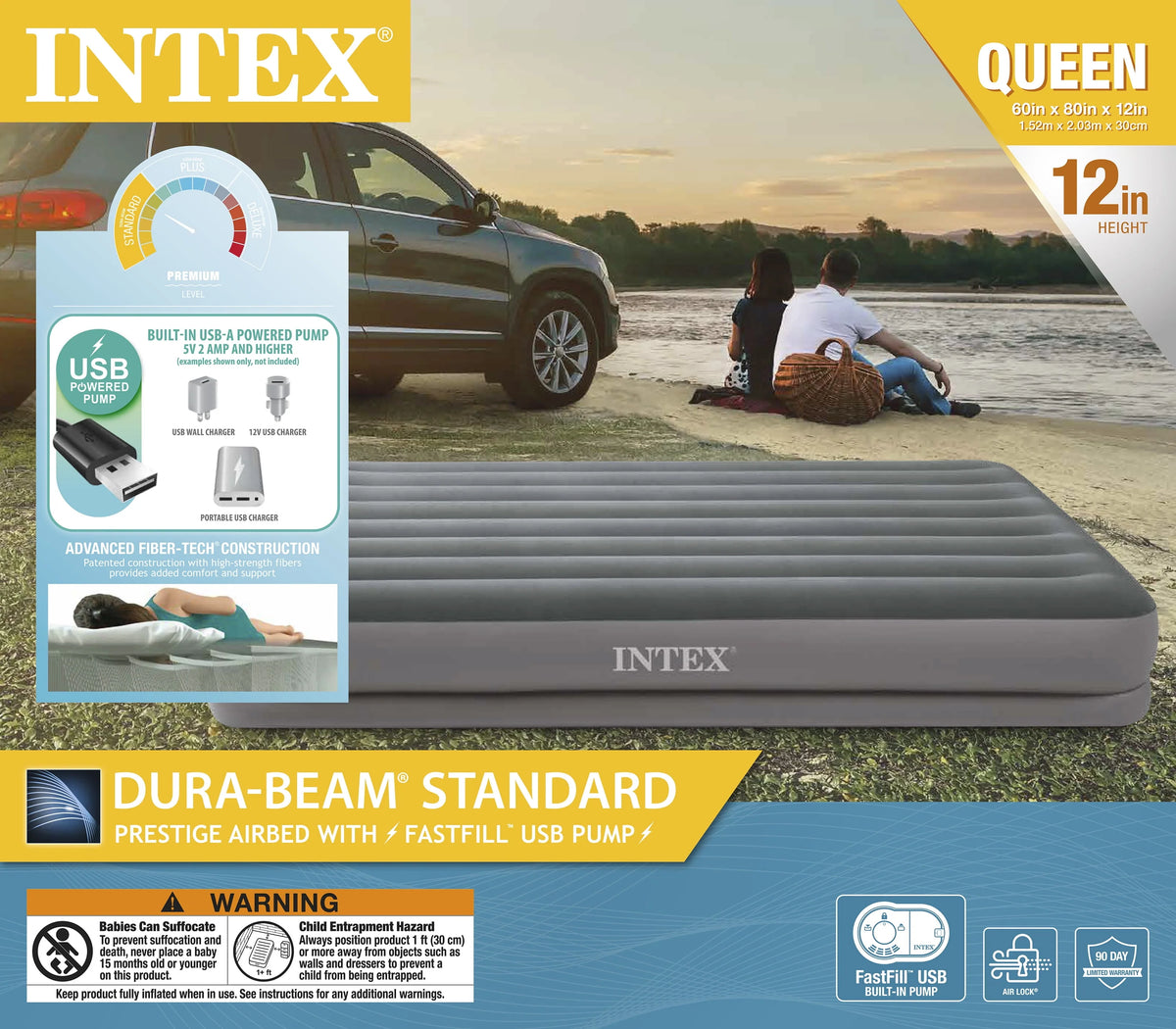 Queen Air Mattress Bed with USB Pump U3977