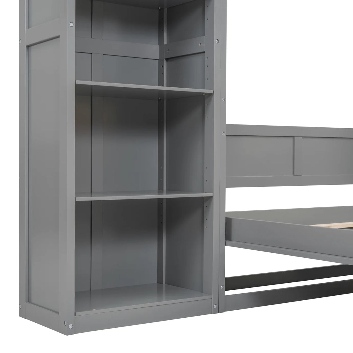 Full Size Gray Murphy Bed with Side Bookshelf C9118