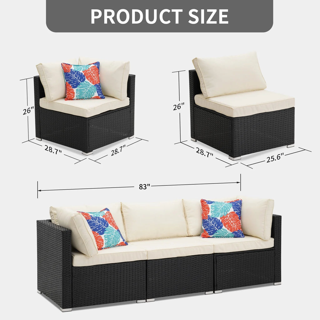3 Pcs Beige Outdoor Patio Sofa Set I6666