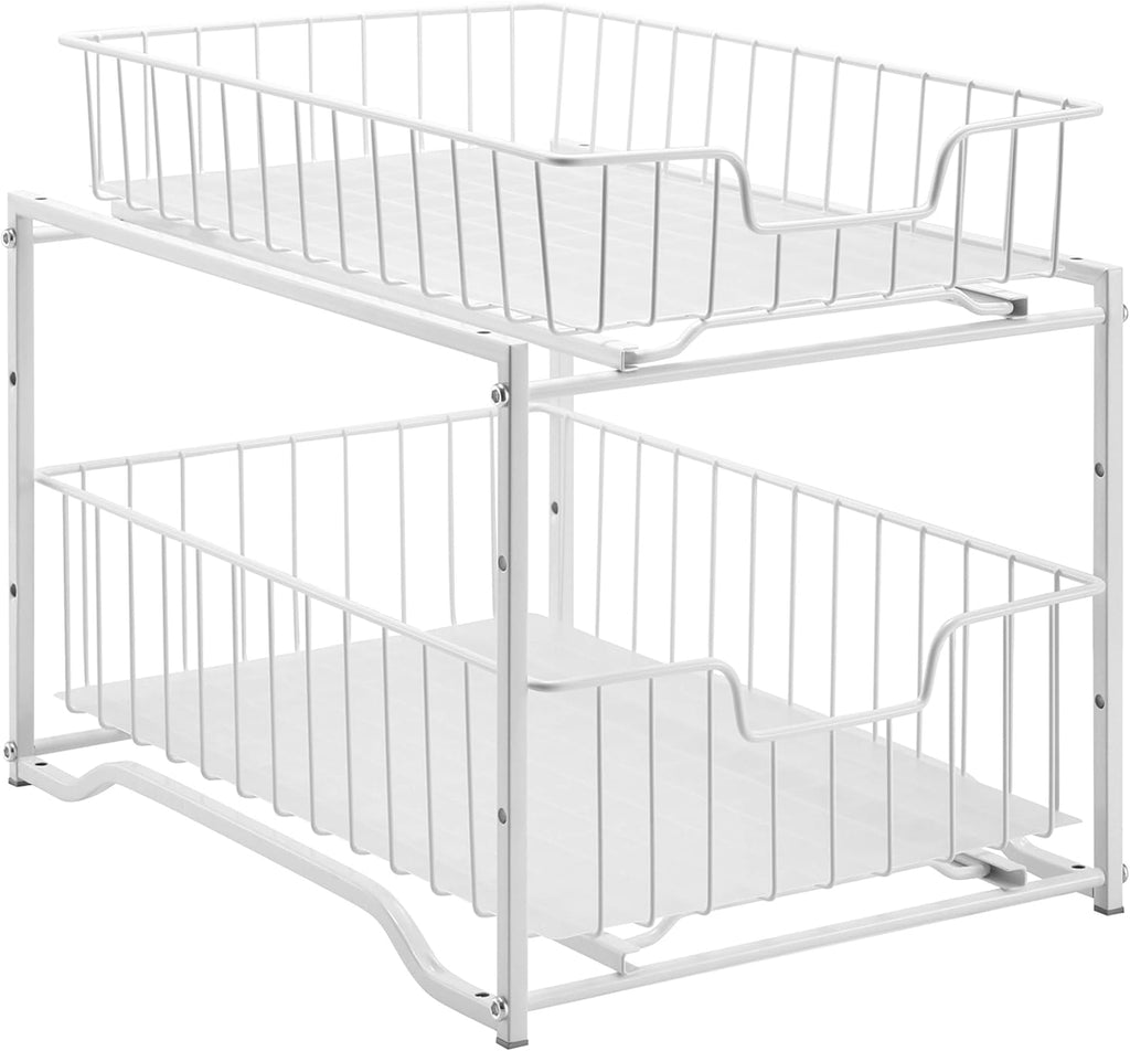 2 Pack Stackable 2-Tier Spice Rack with Sliding Storage Drawer, Rose Gold Q354976