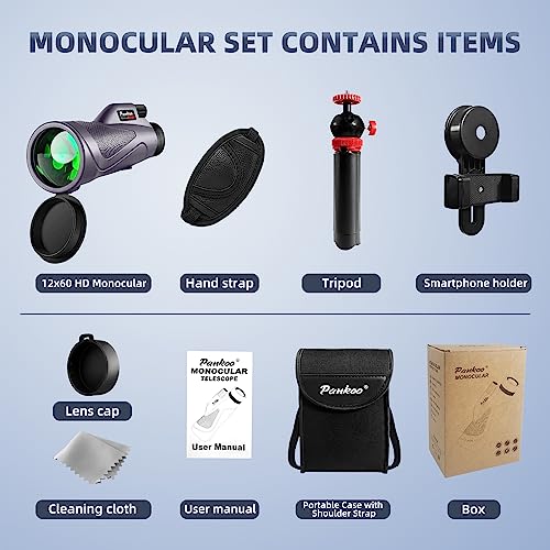 40X60 High Power Monocular with Phone Adapter Tripod Hand Strap F855701