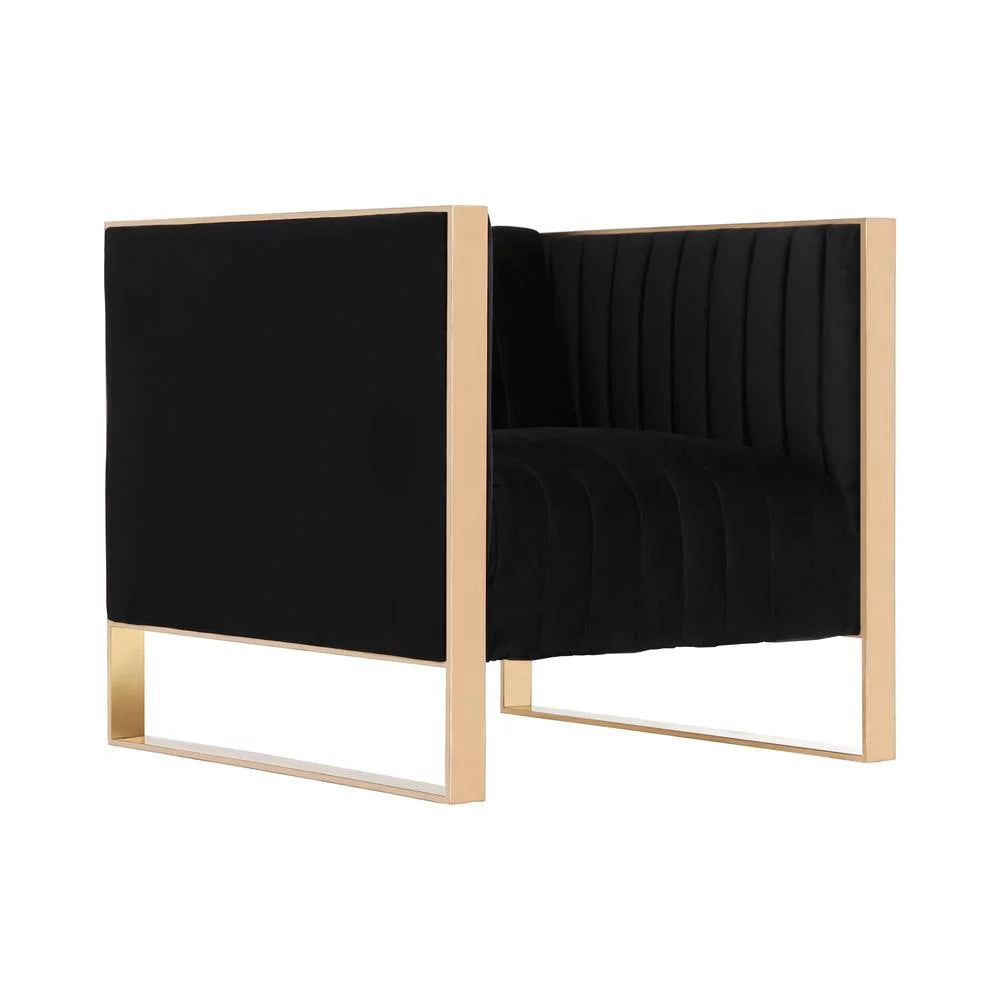 Black Velvet Sofa & Armchair Set C23349