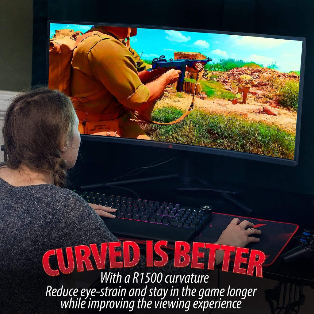 34" Ultrawide Curved Monitor, 144Hz, HDR10, 4000:1 Contrast Ratio, 99% sRGB, Adaptive Sync A62500