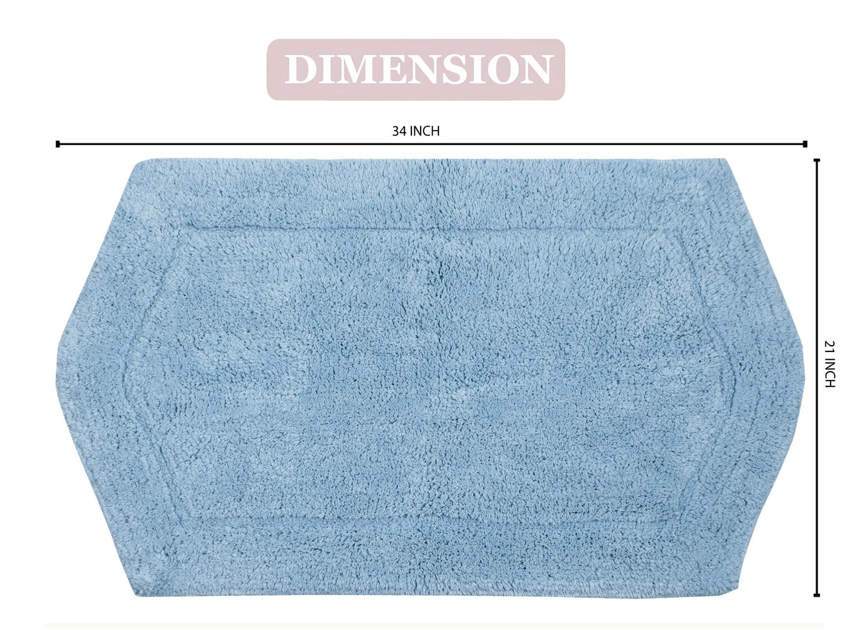 100% Cotton Tufted Non-Slip Machine Washable Blue Bath Rug 21"x34" V710877