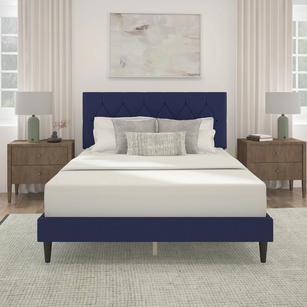 Gray Diamond Tufted Upholstered Queen Platform Bed D1669