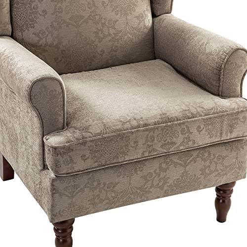 Wingback Accent Chairs Set of 2 with Wood Legs, Fabric Armchairs M260