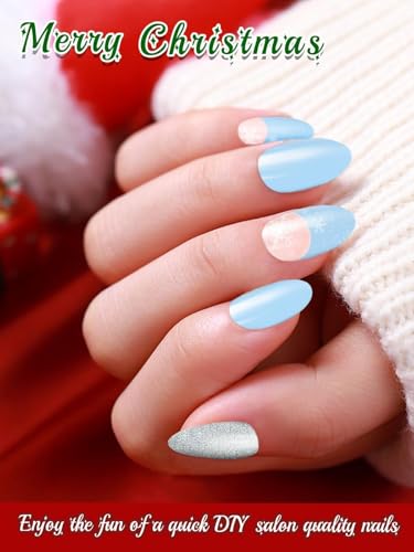 24PCS Christmas Semi Cured Gel Nail Strips Pink Glitter UV Wraps with File and Stick J260232