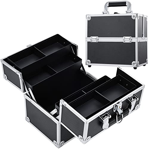 Silver Aluminum Makeup Case with 4 Trays Q186674