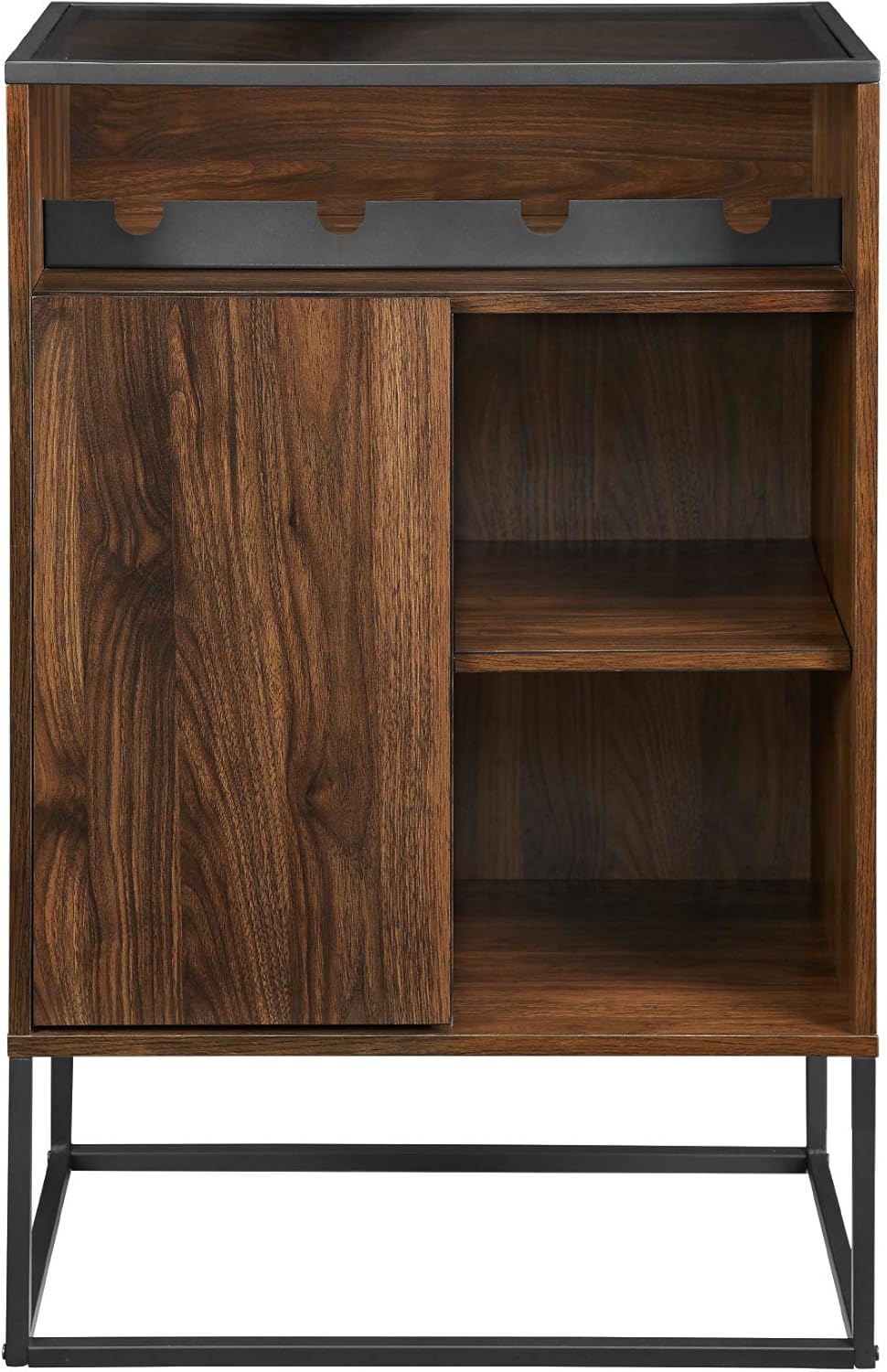 Dark Walnut 24 Inch Wood and Glass Storage Cabinet T62722