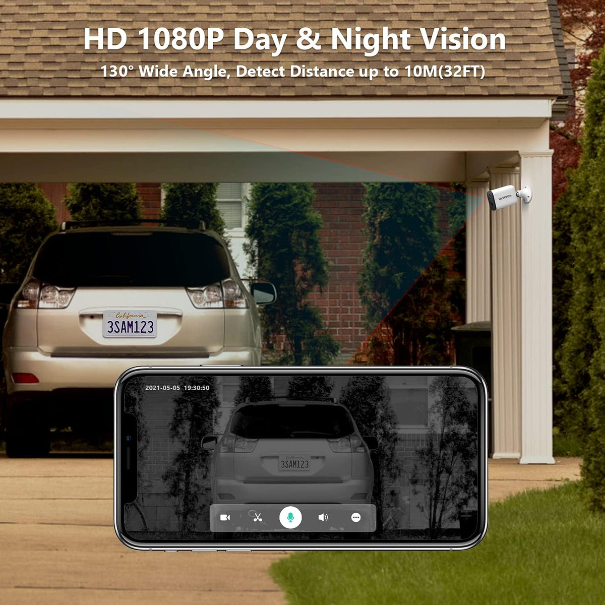 1080P Wireless Battery Powered IP65 Weatherproof Outdoor Security Camera Q35043