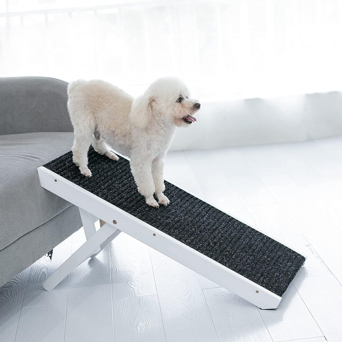 19 Tall Adjustable Wooden Folding Pet Ramp Non Slip Carpet Pack of 2 G8338